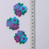 Embroidered Patch Flower Green Blue Purple Crafts Fabric S1