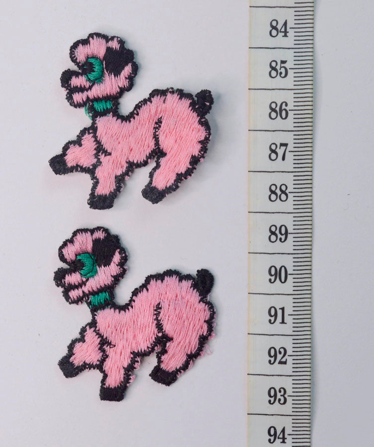 Embroidered Patch Pink Poodle Crafts Fabric S