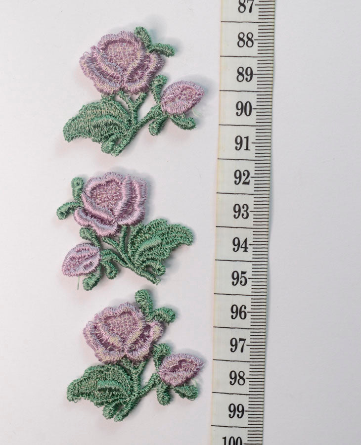 Embroidered Patch Purple Green Flower Crafts Fabric S