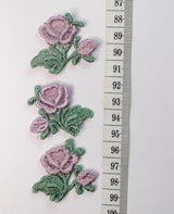 Embroidered Patch Purple Green Flower Crafts Fabric S