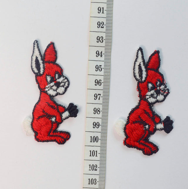 Embroidered Patch Red Rabbit Crafts Fabric S
