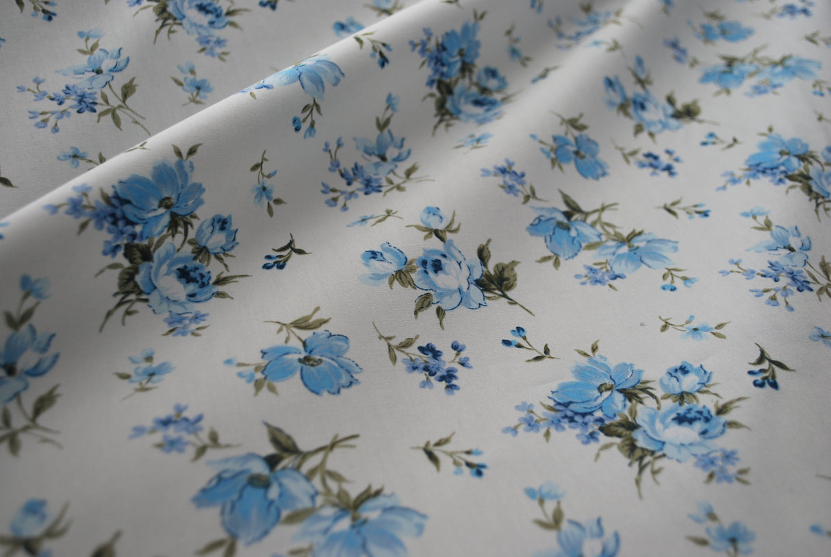 English Rose Blue Cotton Poplin
