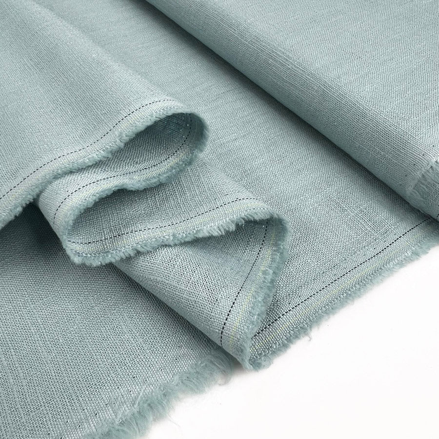 Enigma linen aqua ramie cotton oeko tex plain dress fabric fold