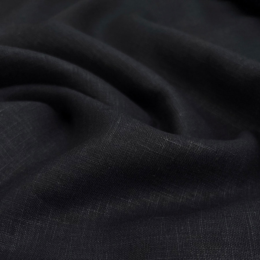 Enigma linen black ramie cotton oeko tex plain dress fabric cu