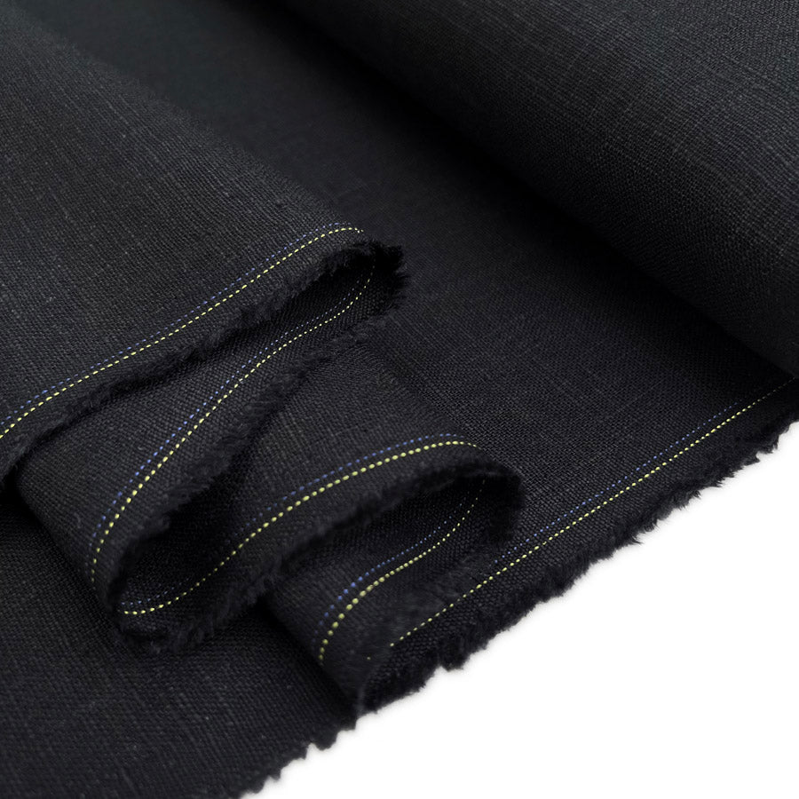 Enigma linen black ramie cotton oeko tex plain dress fabric fold