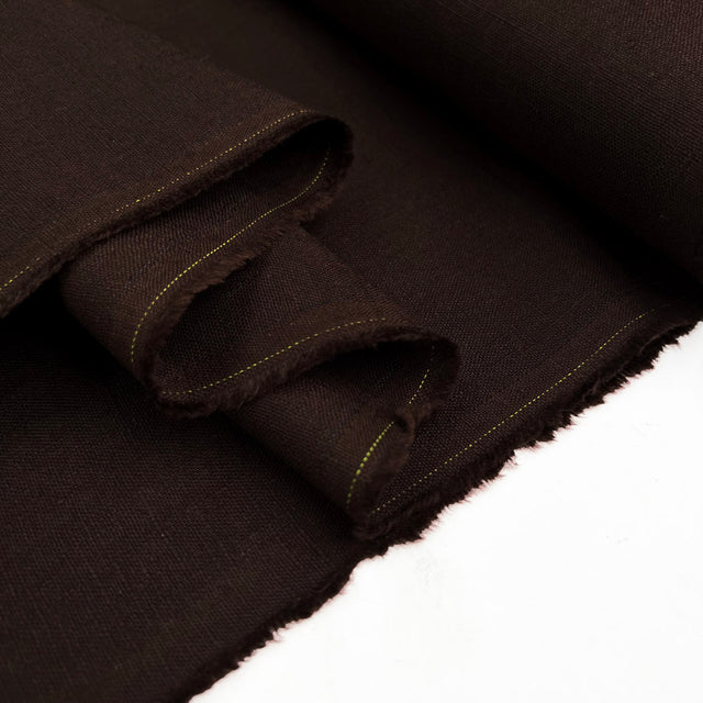 Enigma Linen Brown Ramie Cotton Oeko Tex Plain Dress Fabric Fold