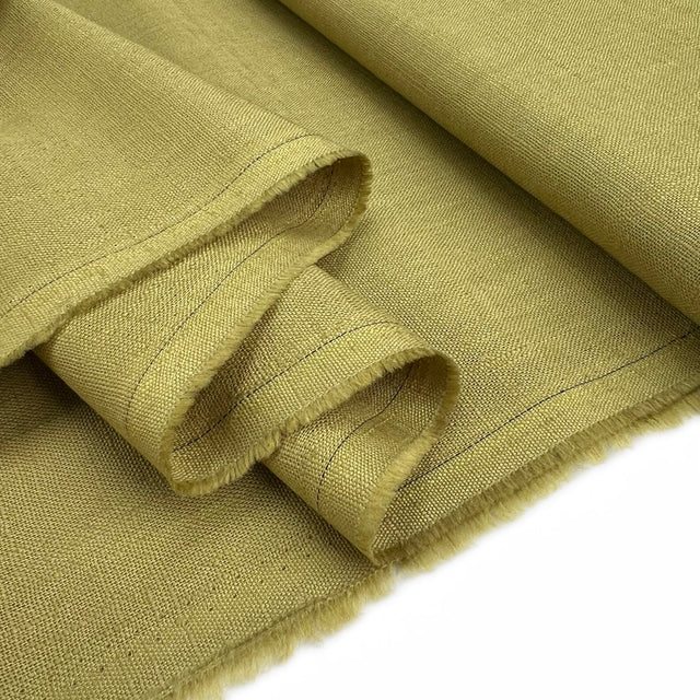 Enigma linen chartreuse ramie cotton oeko tex plain dress fabric fold