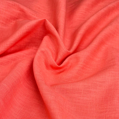 Enigma Linen Coral Ramie Cotton Oeko Tex Plain Dress Fabric