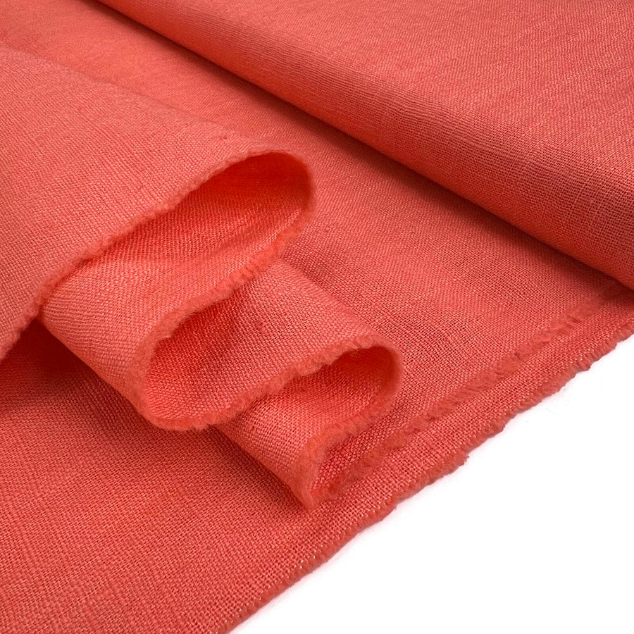 Enigma Linen Coral Ramie Cotton Oeko Tex Plain Dress Fabric Fold