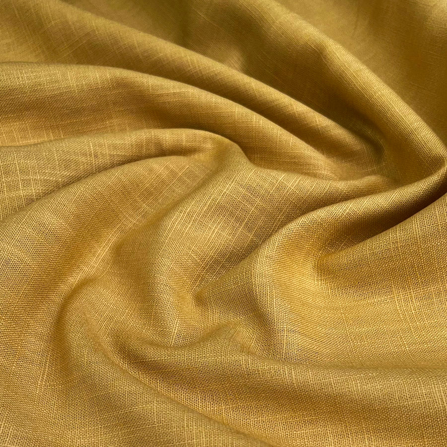 Enigma Linen Gold Ramie Cotton Oeko Tex Plain Dress Fabric