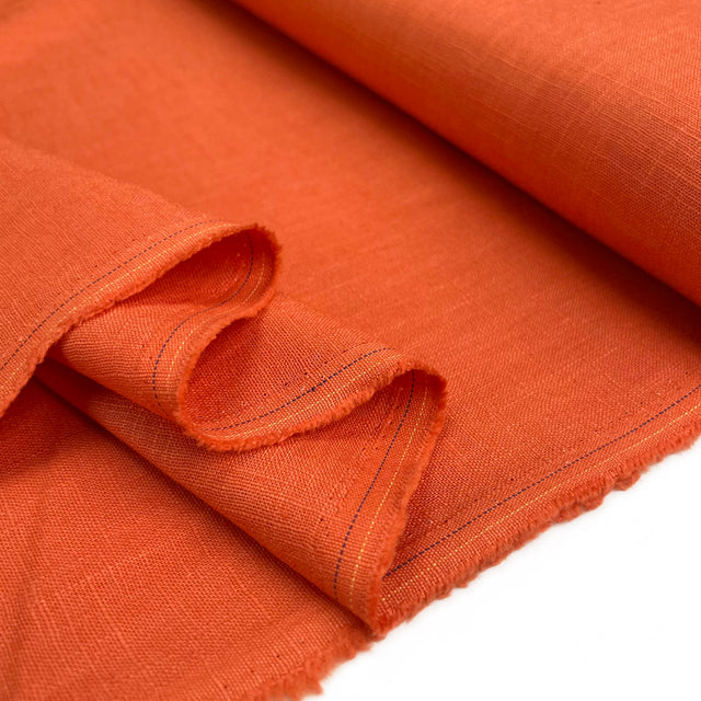 Enigma Linen Rust Ramie Cotton Oeko Tex Plain Dress Fabric Fold