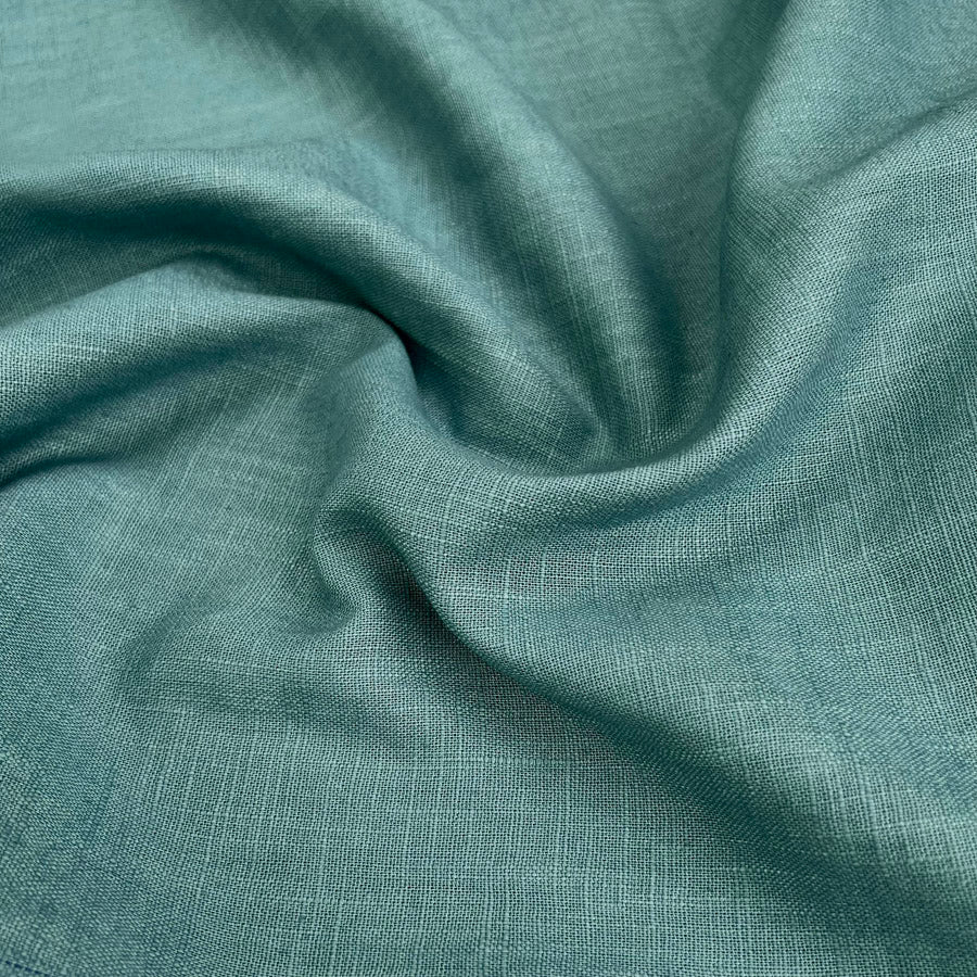 Enigma Linen Teal Ramie Cotton Oeko Tex Plain Dress Fabric