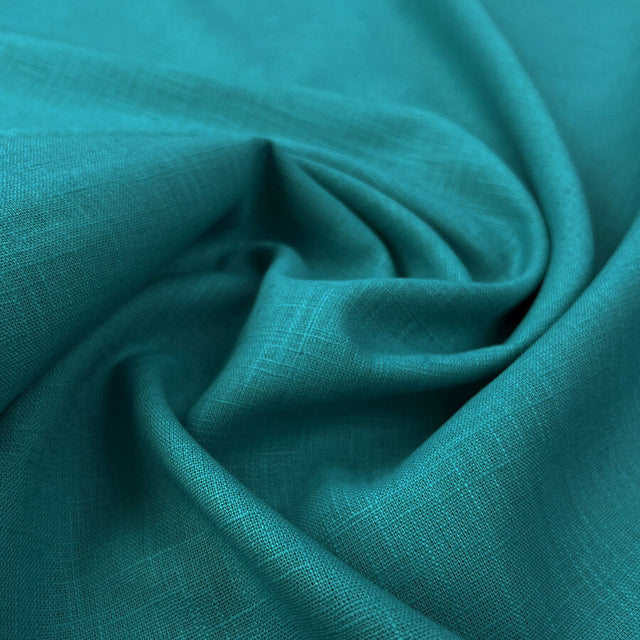 Enigma Linen Turquoise Ramie Cotton Woven Dress Fabric