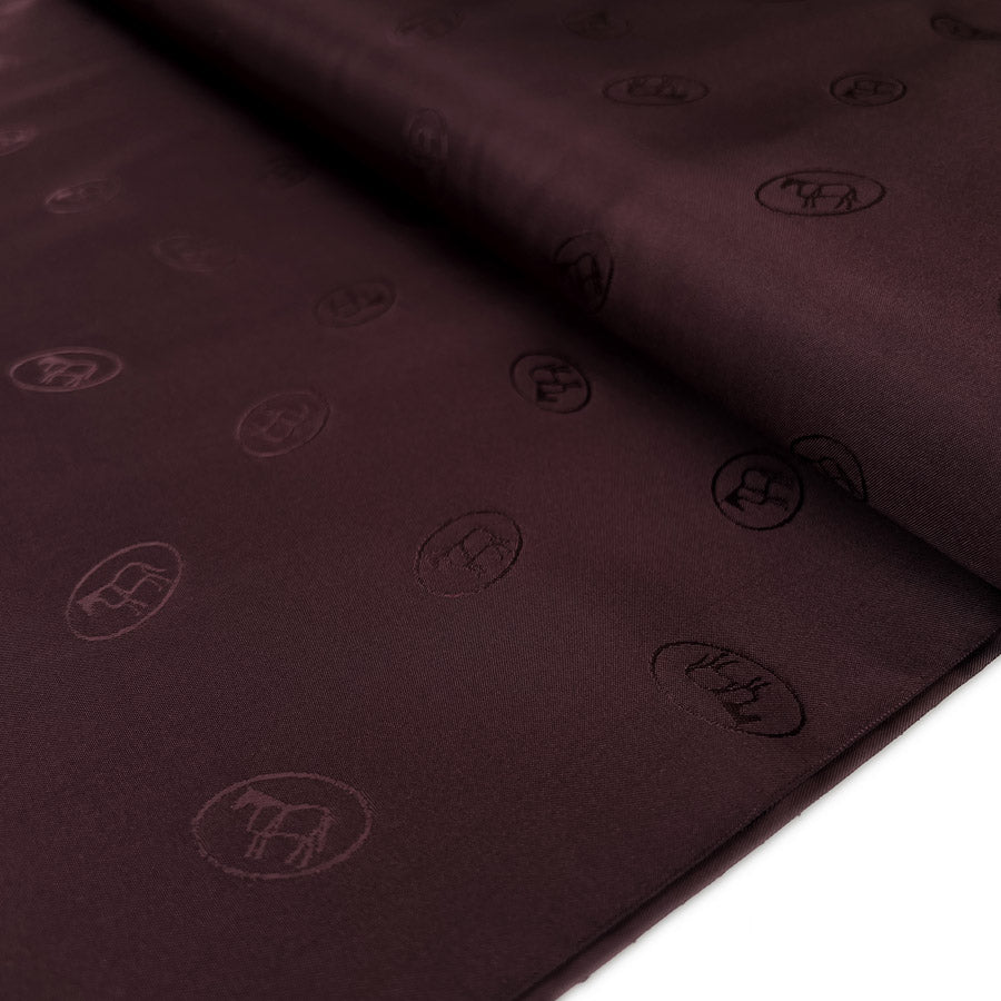 Equine Lining Horse Printed Burgundy Damson Nylon Dress Suit Lining Fabric Bolt