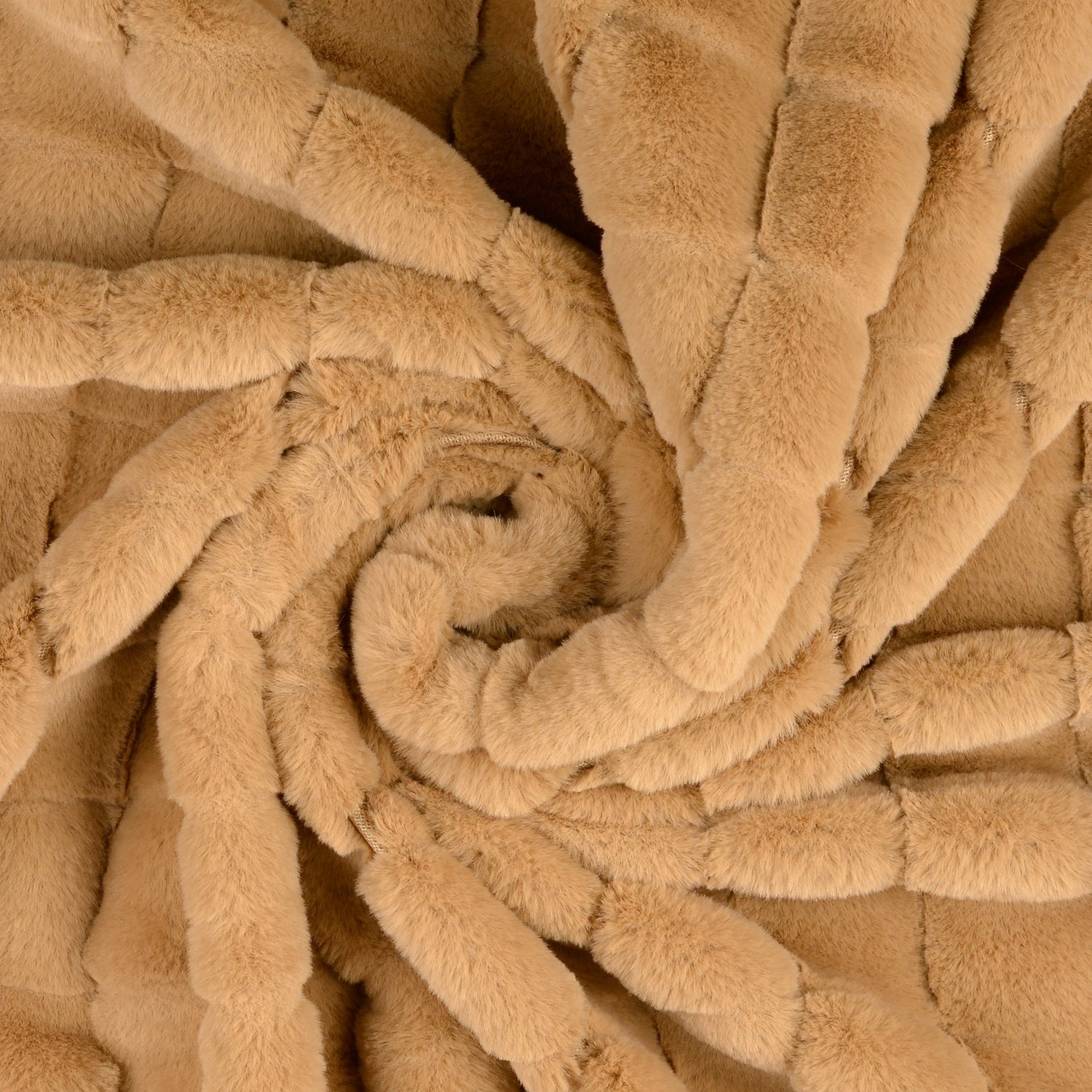 Evangeline camel square embossed polyester faux fur fabric twist