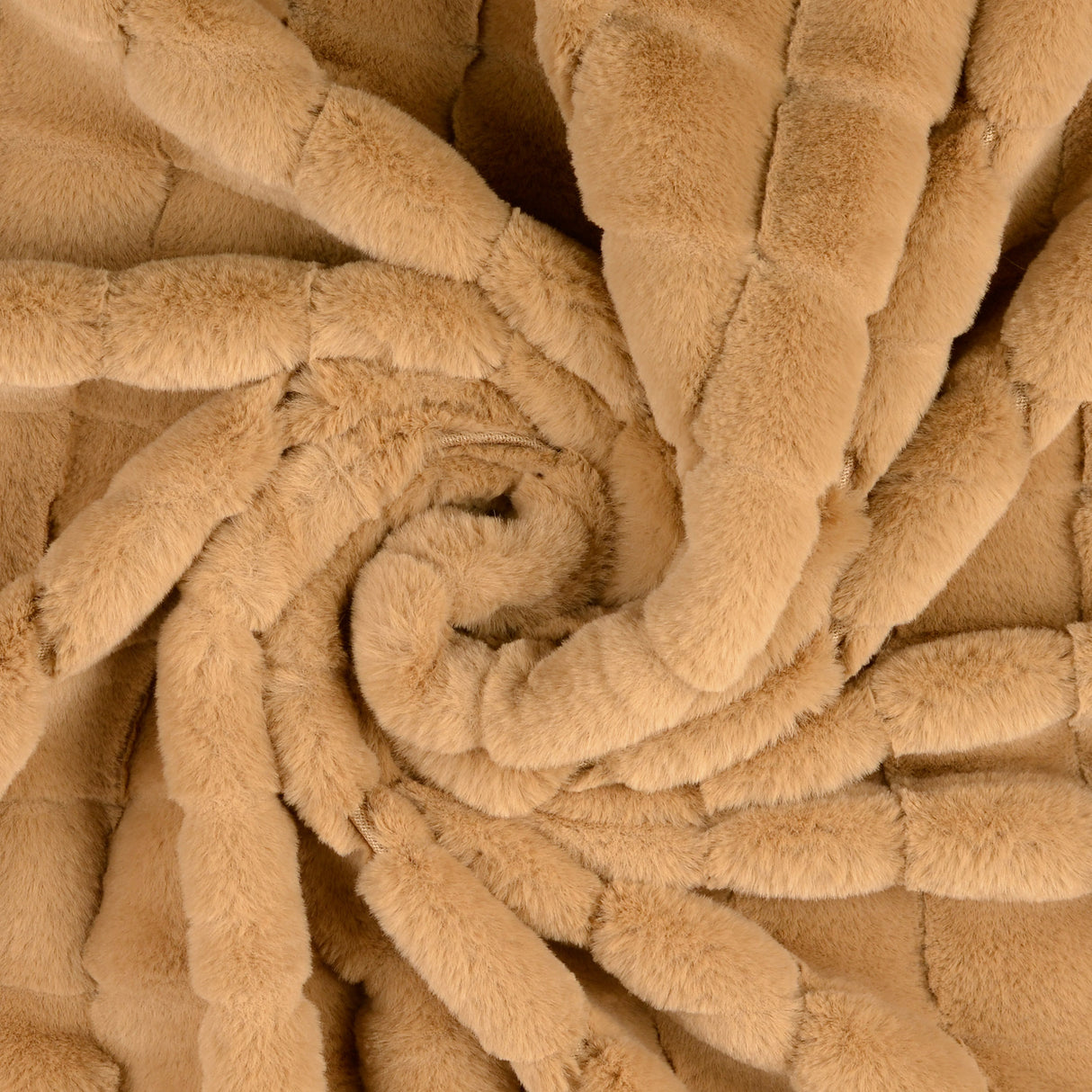 Evangeline camel square embossed polyester faux fur fabric twist