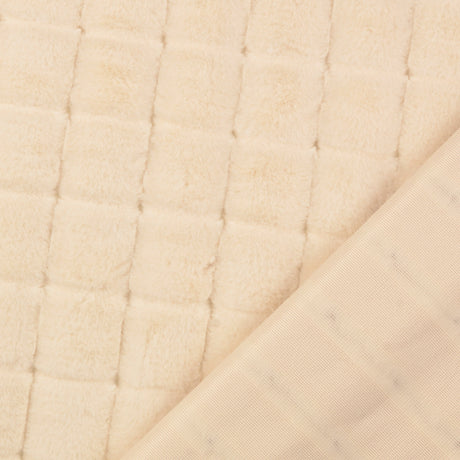 Evangeline cream square embossed polyester faux fur fabric fold