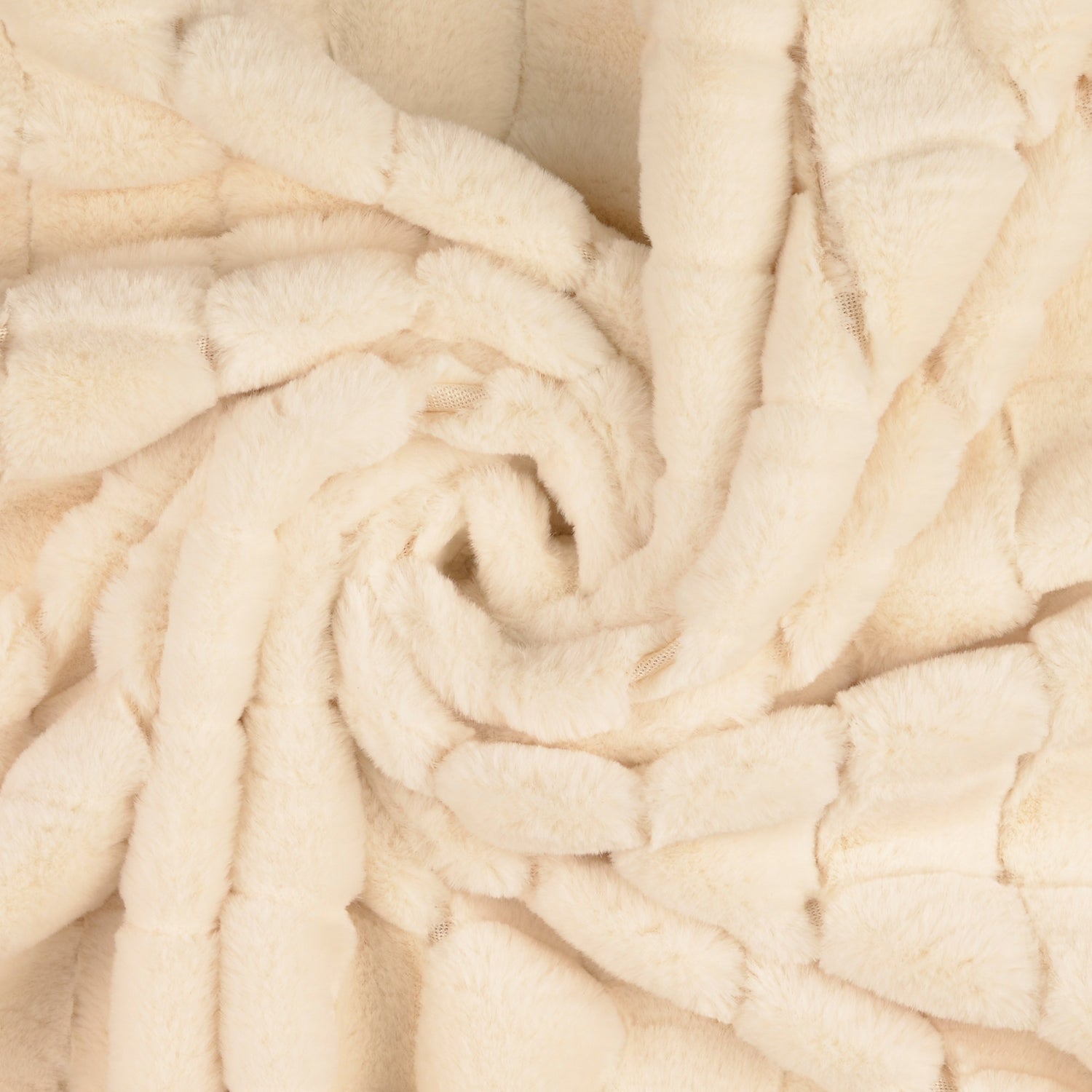 Evangeline cream square embossed polyester faux fur fabric twist