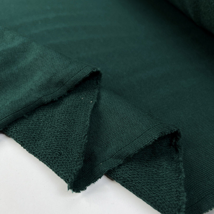 Evergreen Terry Cotton Green Towelling Knit Jersey Fabric Fold