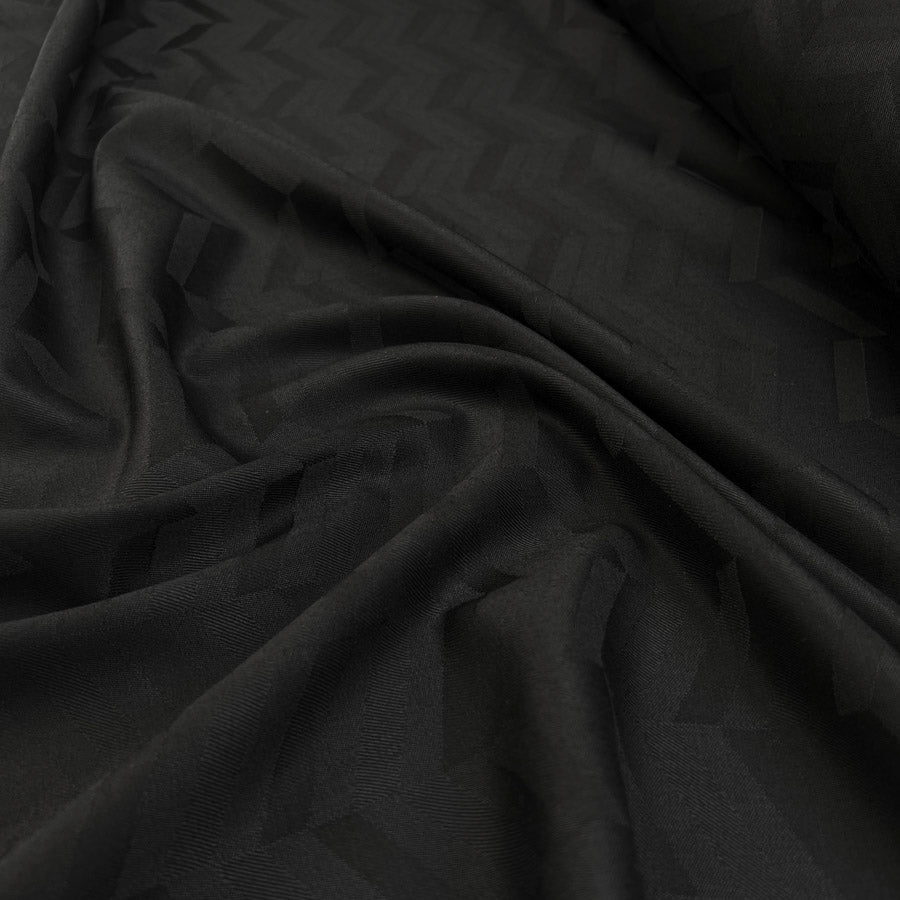 Ex Designer Italian Black Chevron Twill Fabric Simply Black