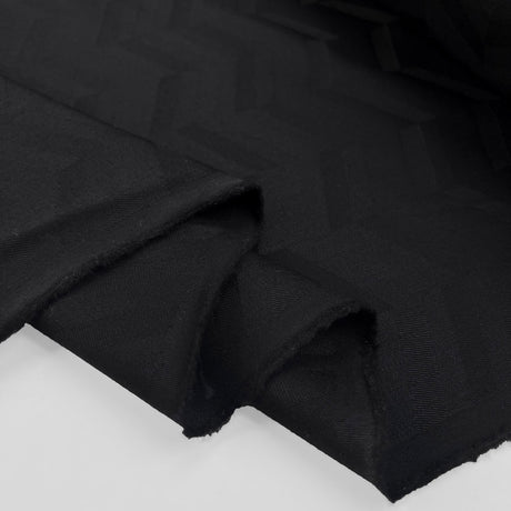 Ex Designer Italian Black Chevron Twill Fabric Simply Black Fold
