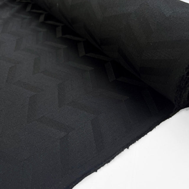 Ex Designer Italian Black Chevron Twill Fabric Simply Black Roll