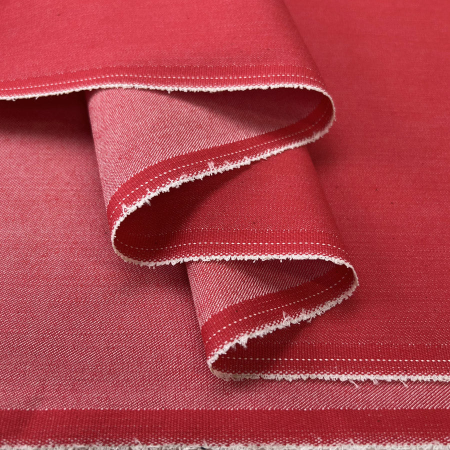 Expanse Denim Red 7 75oz Cotton Elastane Woven Stretch Jeans Fabric Fold