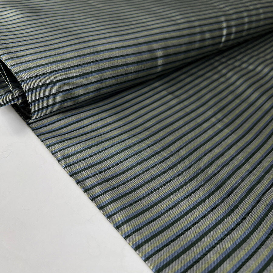 Ezio Verdant Stripes Green Blue Viscose Acetate Italian Tailors Lining Bolt