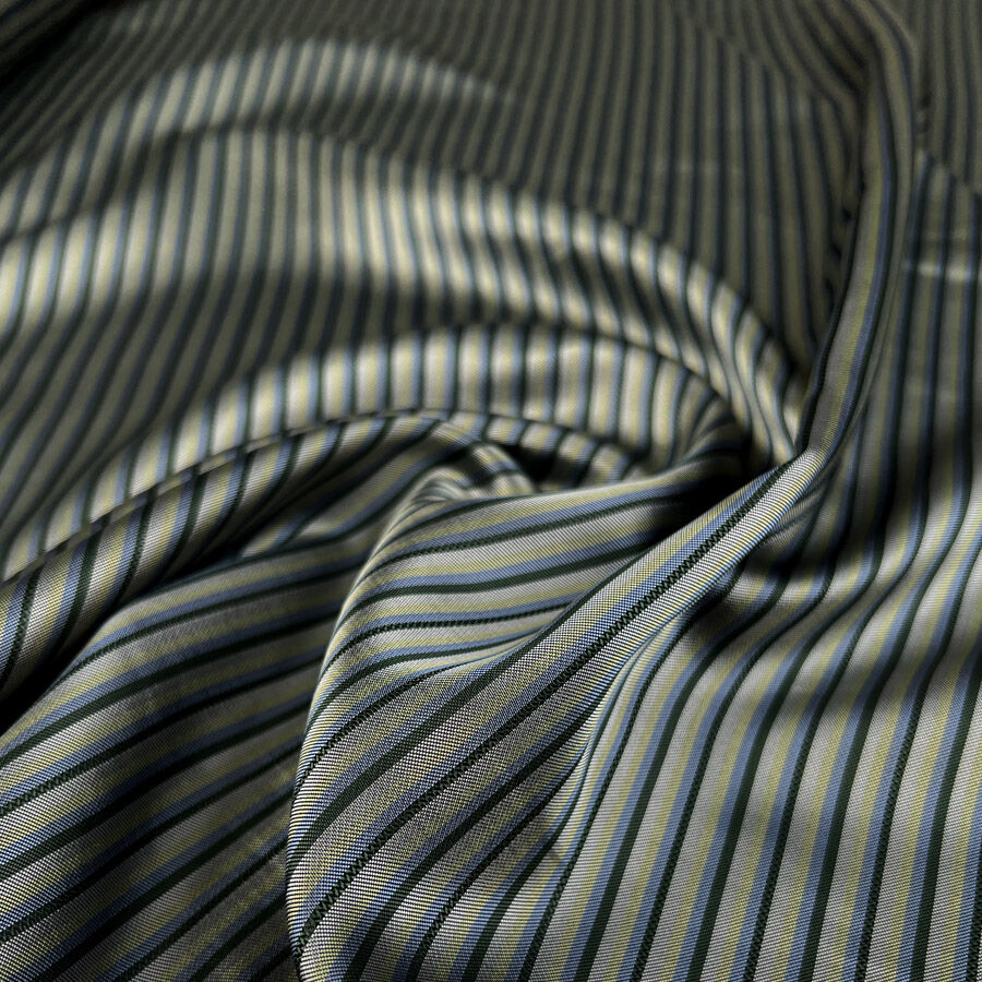 Ezio Verdant Stripes Green Blue Viscose Acetate Italian Tailors Lining