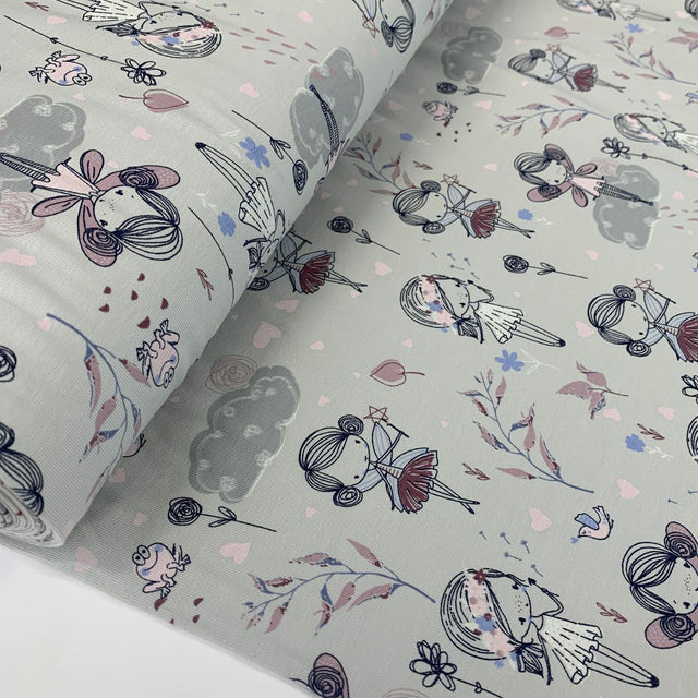 Fairy jersey grey cotton elastane oeko tex 100