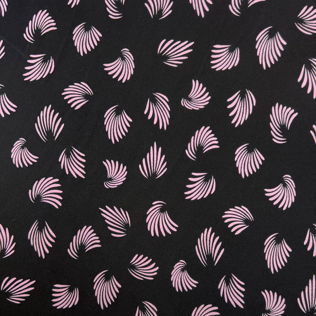 Fan Tail Black Pink Abstract Pattern Dressmaking Fabric Print