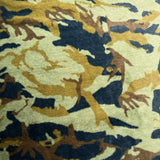 Faux Fur Camo Green Polyester Navy Brown Cream Soft Fluffy Fabric Print