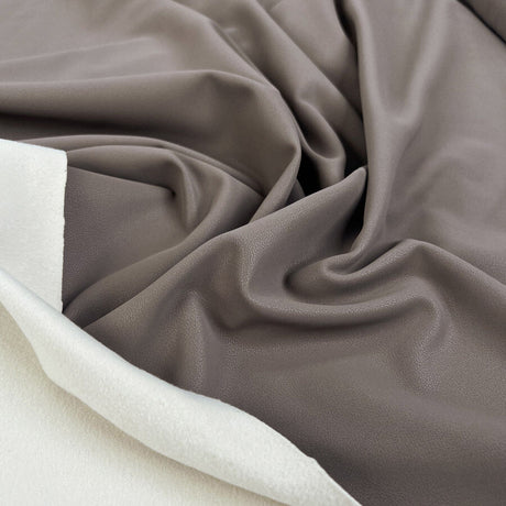 Faux Leather Shadow Mink Polyurethane Polyester Viscose Brown Cream Coating Fabric