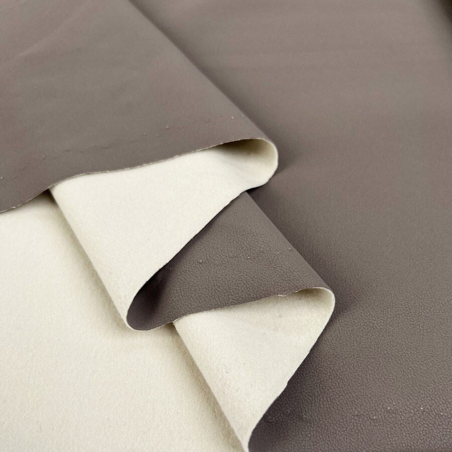 Faux Leather Shadow Mink Polyurethane Polyester Viscose Brown Cream Coating Fabric Fold