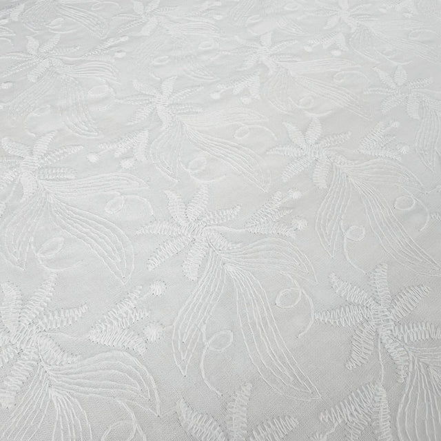 Felicity White Floral Embroidered Dress Fabric
