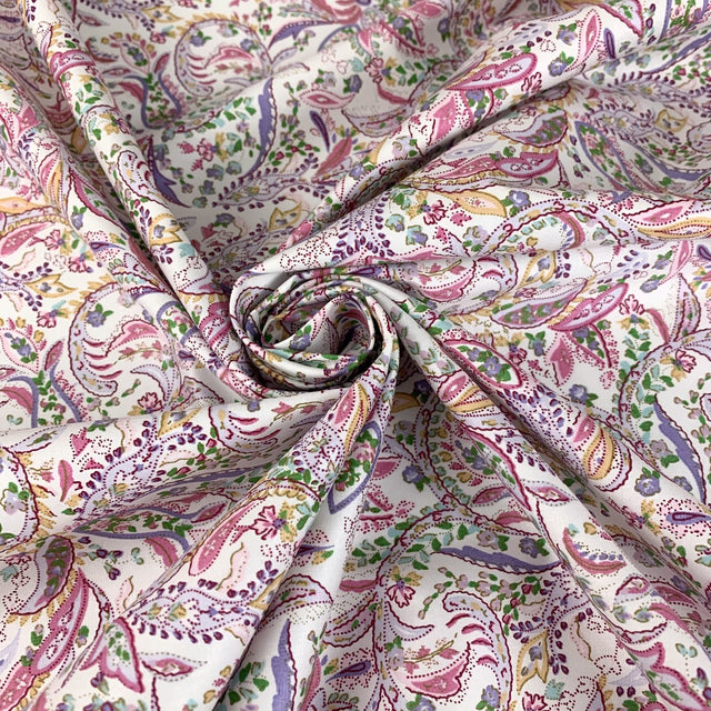 Felix Lilac Superior Cotton Poplin Dress Craft Fabric Paisley Mauve Swirl