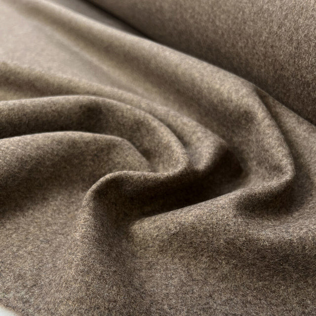 Felted Wool Polyester Brown Beige Soft Fuzzy Coating Fabric