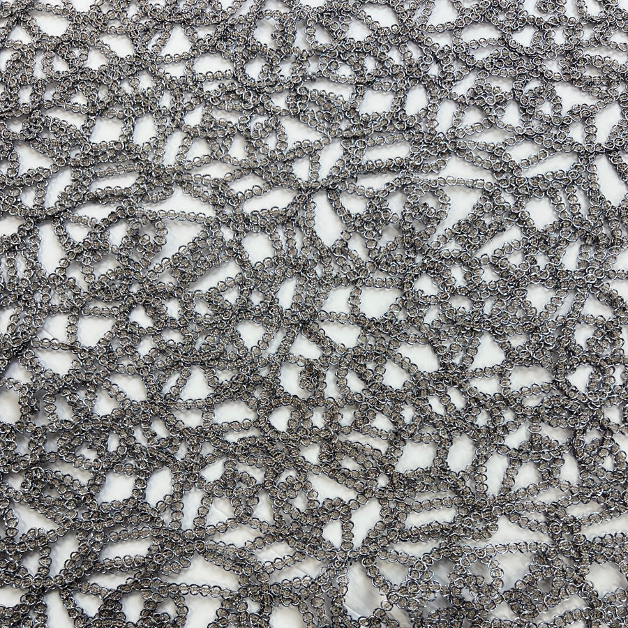 Fenced Off Silver Metallic Chain Link Abstract Craft Fabric