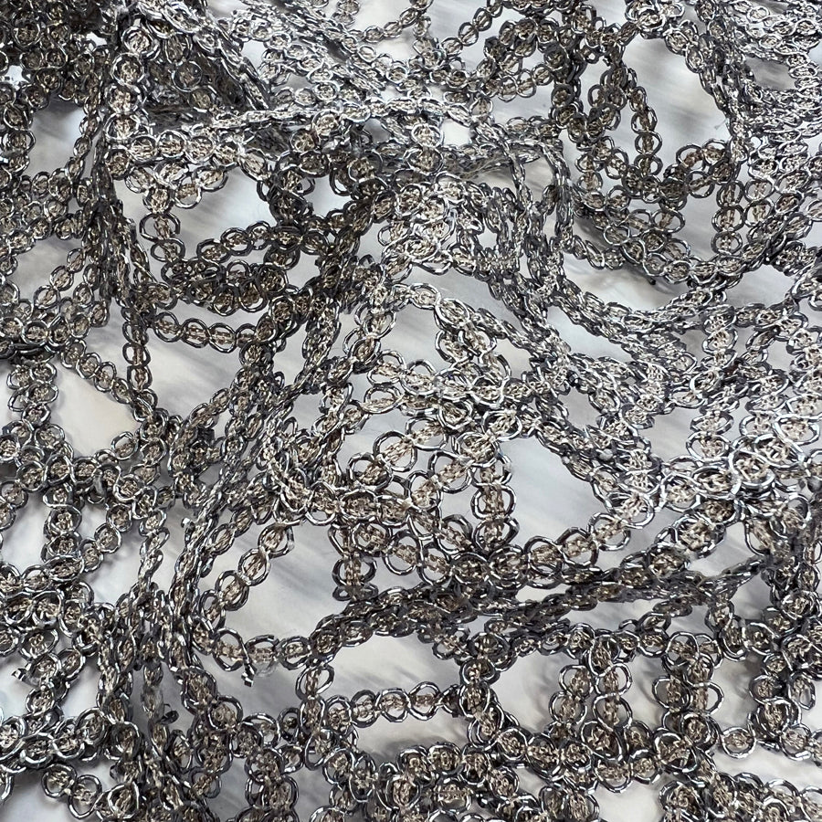 Fenced Off Silver Metallic Chain Link Abstract Craft Fabric