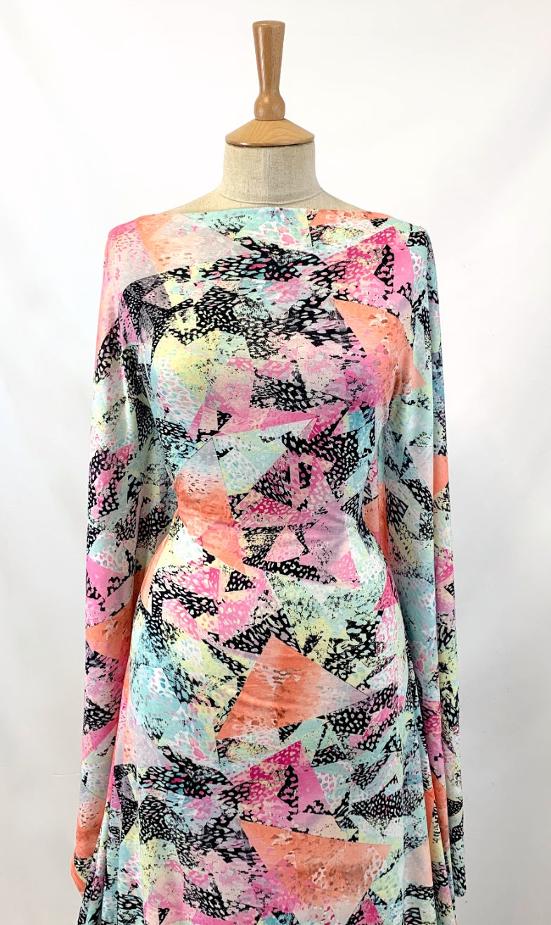 Festive Madness Polyester Multicoloured Bright Neon Jersey Dress Fabric Manequin Dress Fabric Photo