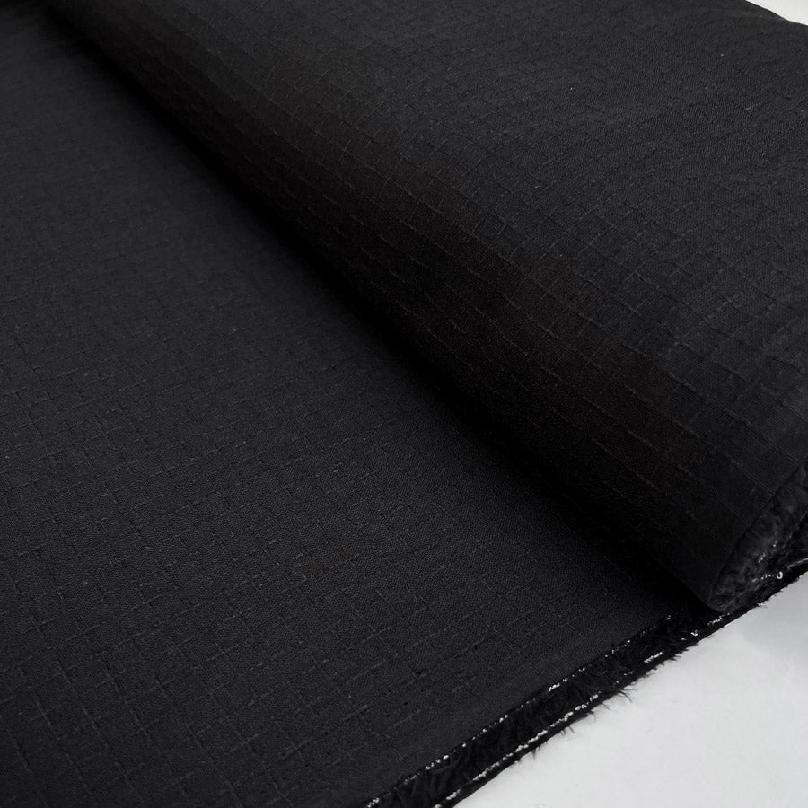 Fibre Mood Dobby Check Black Cotton Lightweight Dress Fabric Bolt