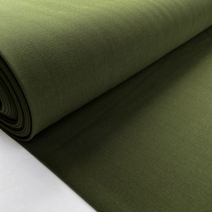 Fibre Mood Heavy Crepe Moss Green Polyester Viscose Elastane Fabric Bolt