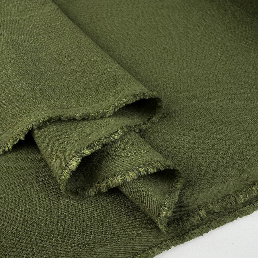 Fibre Mood Heavy Crepe Moss Green Polyester Viscose Elastane Fabric Fold