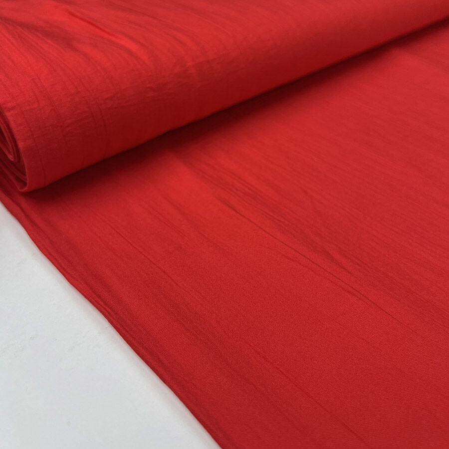 Fibre Mood Warp Crinkle Red Viscose Nylon Woven Dress Fabric Bolt