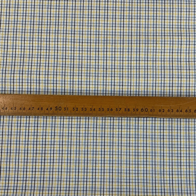 Fine Tat Grey Yellow Blue Check Shirting Fabric Scale