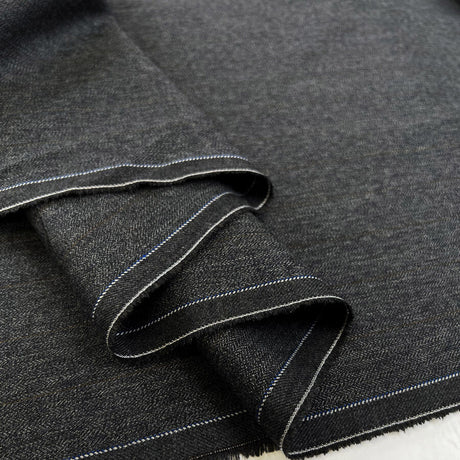 Finemess Wool Polyester Grey Tan British Herringbone Woven Suiting Fabric Fold 1
