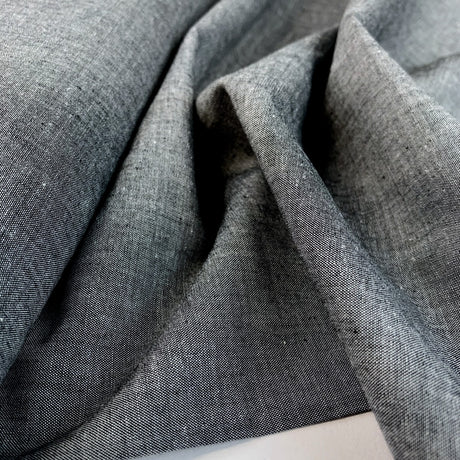 Finest Chambray Black Lightweight Cotton Fabric Fold 2