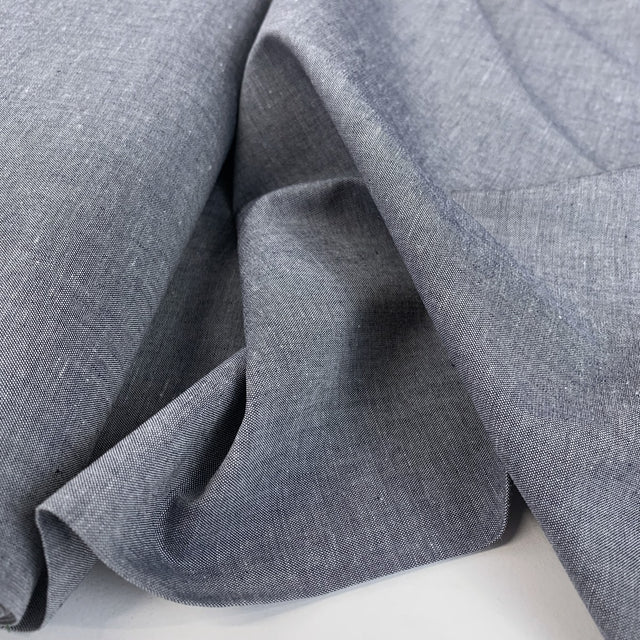 Finest Chambray Navy Lightweight Cotton Fabric Fold 2