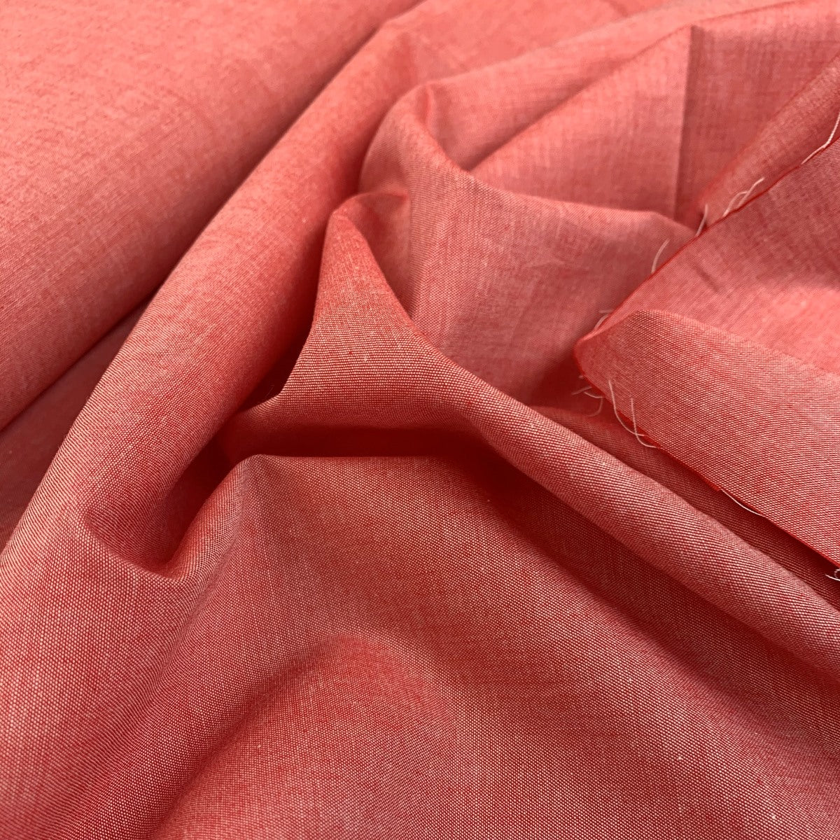 Finest Chambray Red Lightweight Cotton Fabric Fold 2