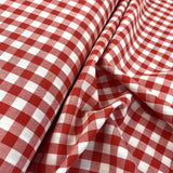 Finest Gingham Red Cotton Checked Shirting Craft Fabric Close Up Fabric Photo Custom